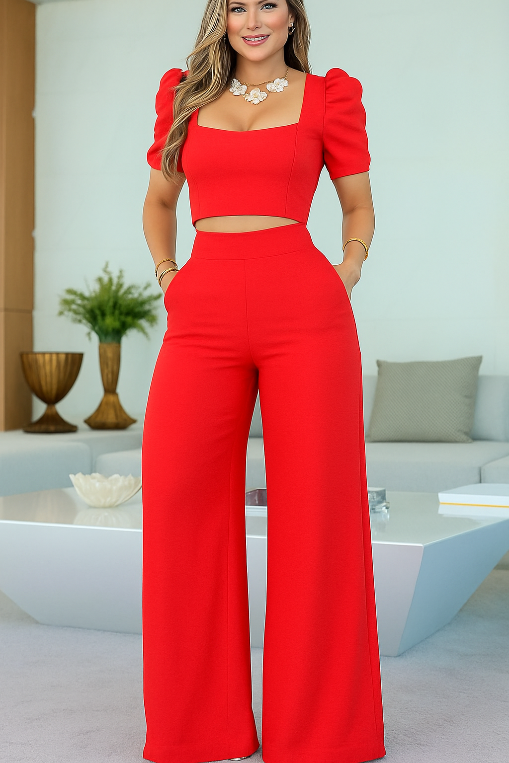set para mujer cuello cuadrado Ref. Mariza